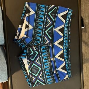 Geometric Blue and Black Patterned Shorts